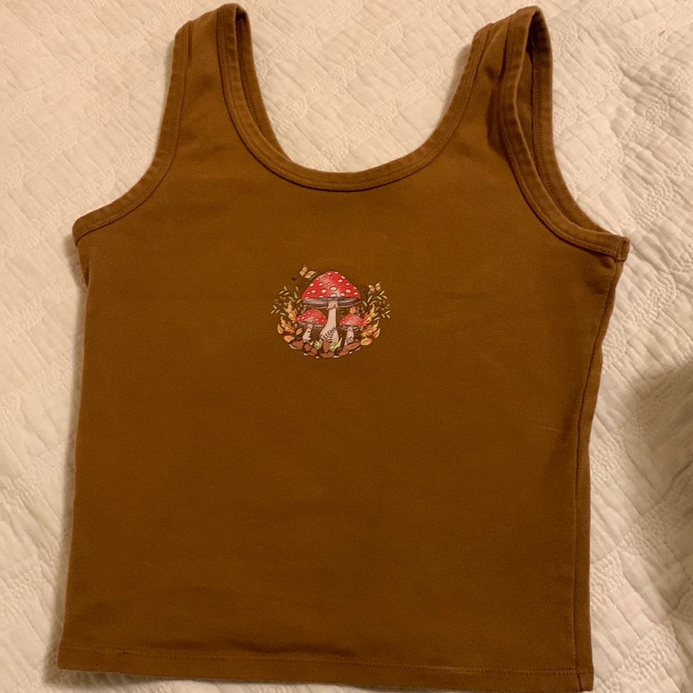Obsessive love brown tank top. Size large